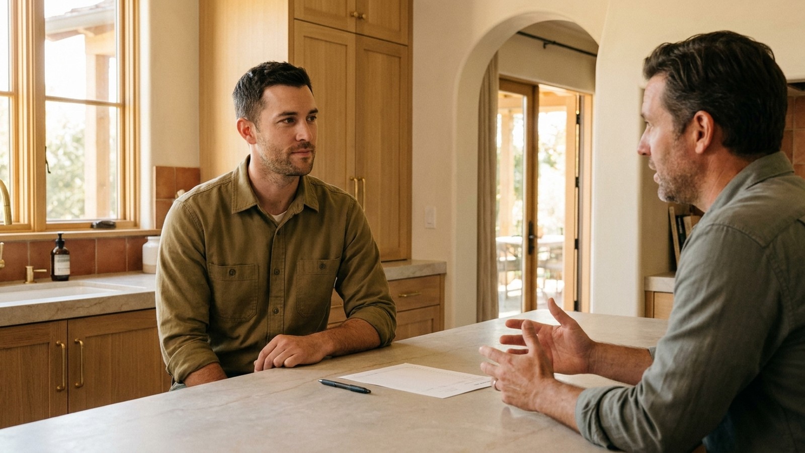 Technician talking with a homeowner before the repair